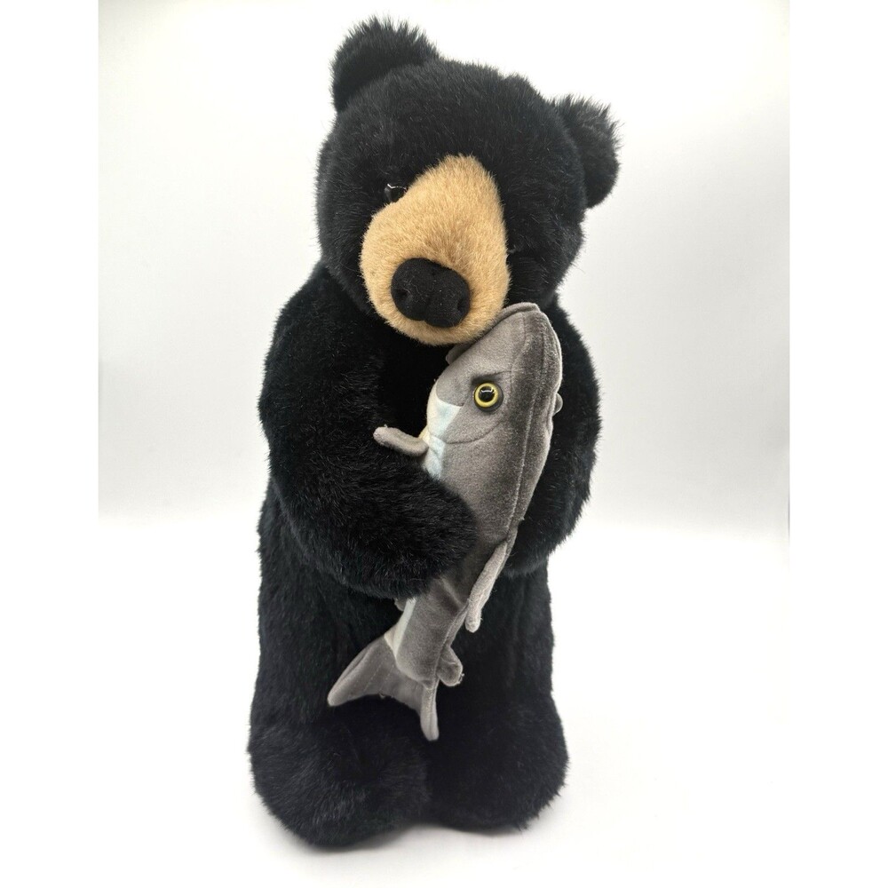 Incredible Petables 14” Standing Black Bear Fish Trout Plush Realistic Animal